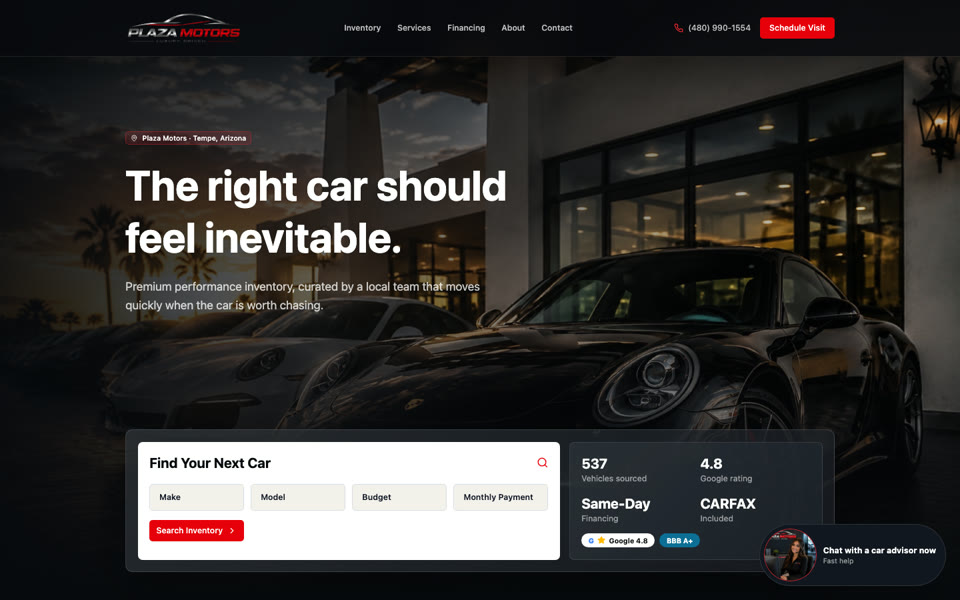 Automotive dealer website concept